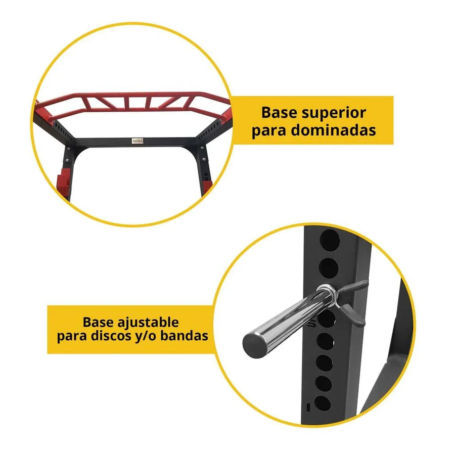 Power Rack Profesional para Peso Libre y Dominadas - Rojo/Negro – Tayga