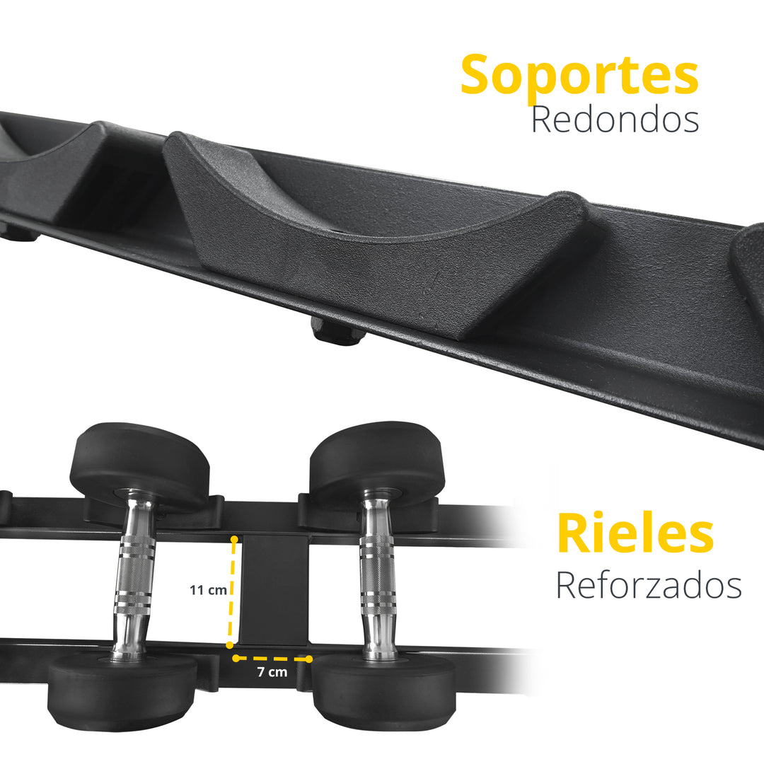 Rack para 15 pares de mancuernas premium negro