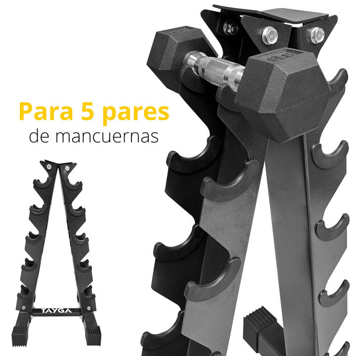 Rack para 5 pares de mancuernas negro