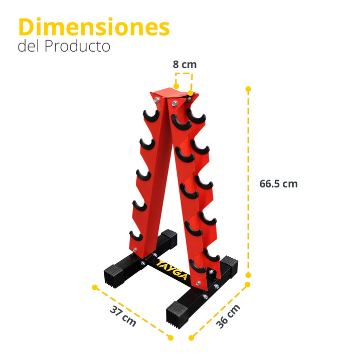 Rack para 5 pares de mancuernas Rojo