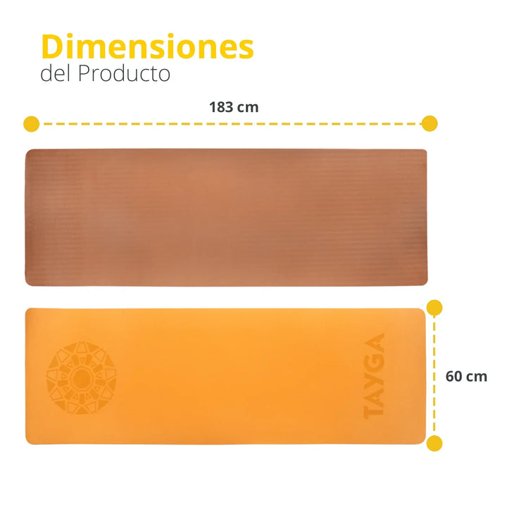 Tapete para yoga Doble Vista naranja/cafe 8 mm. - Tayga