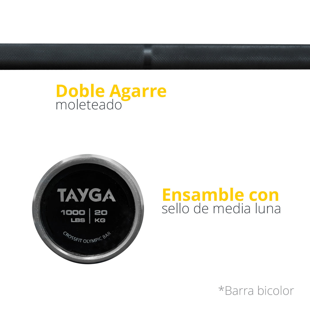 Barra Crossf Negra Tayga 1000 lb Cargas Máxima, 20 KG 2.2 m.