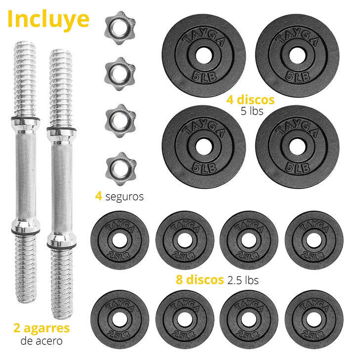 Set 2 Mancuernas 25 lb. - Tayga