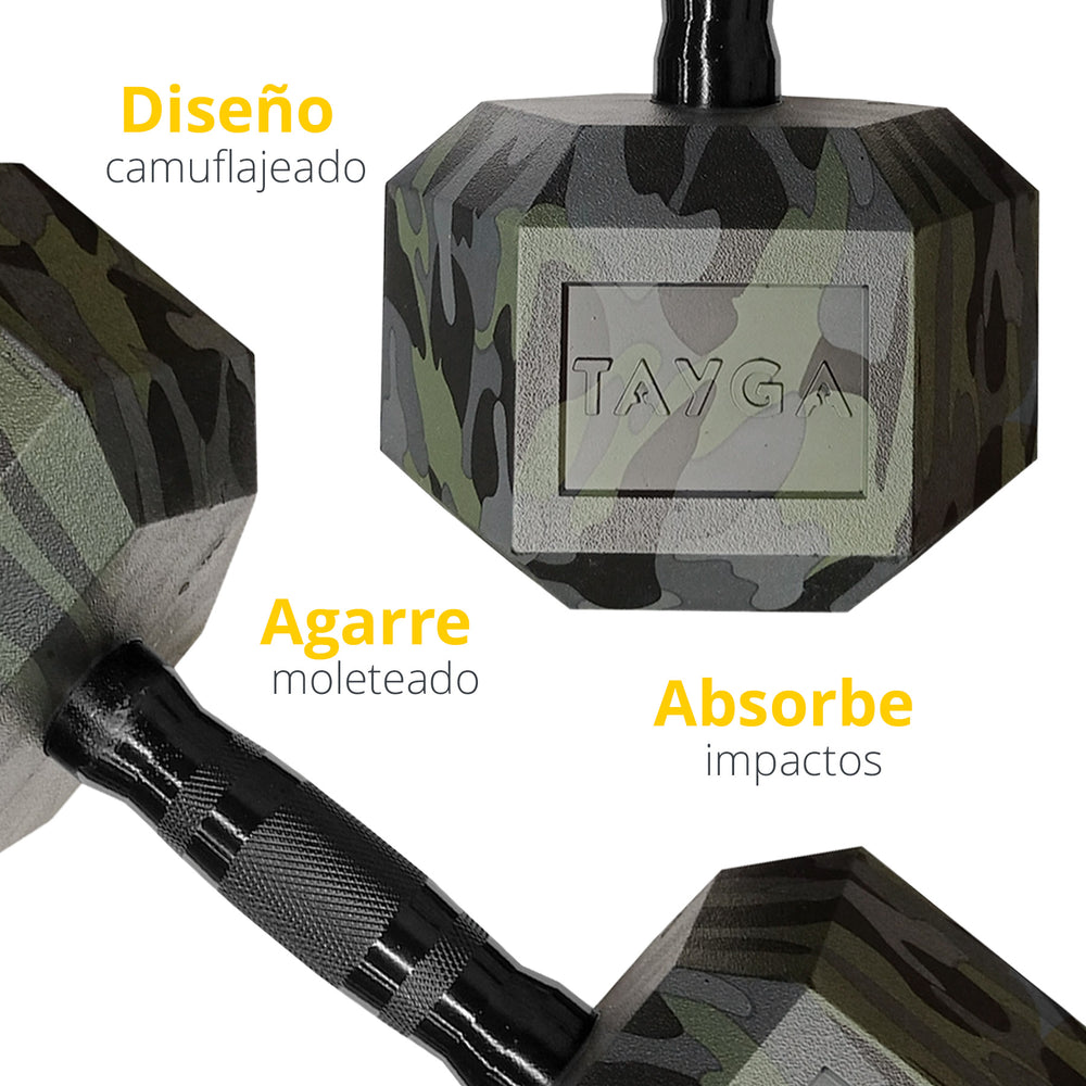 Rack con 10 pares de mancuernas hexagonales camuflaje - vista 2