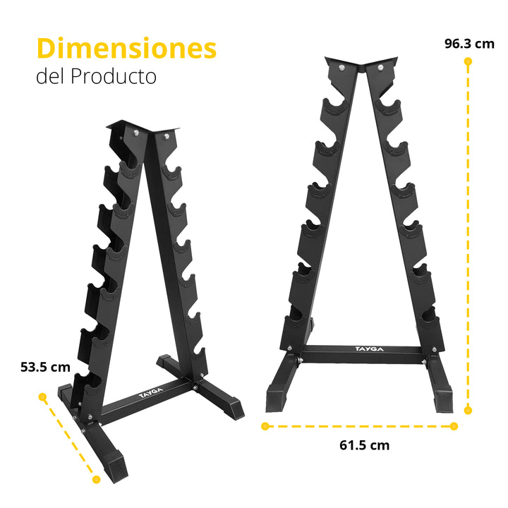 SET DE RACK CON 6 PARES DE MANCUERNAS ATLAS DE 5 A 30 LB