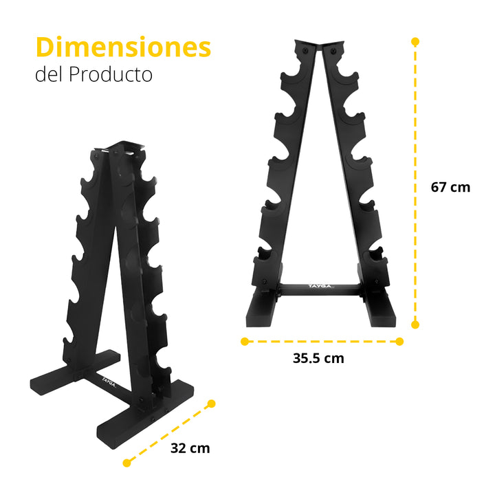 SET DE RACK CON 5 PARES DE MANCUERNAS ATLAS DE 5 A 25 LB