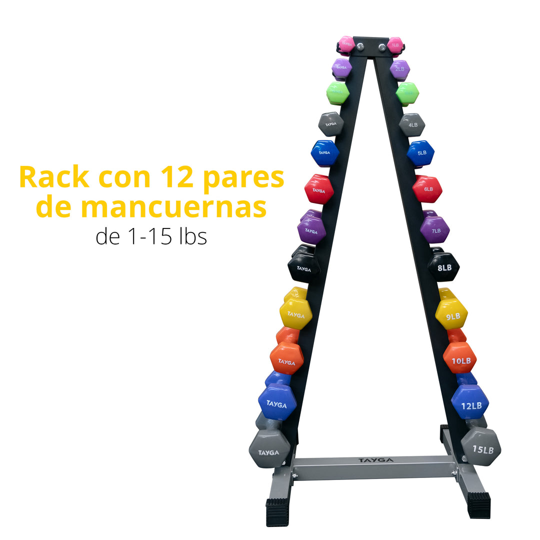 Set de Rack con Mancuernas de Vinil