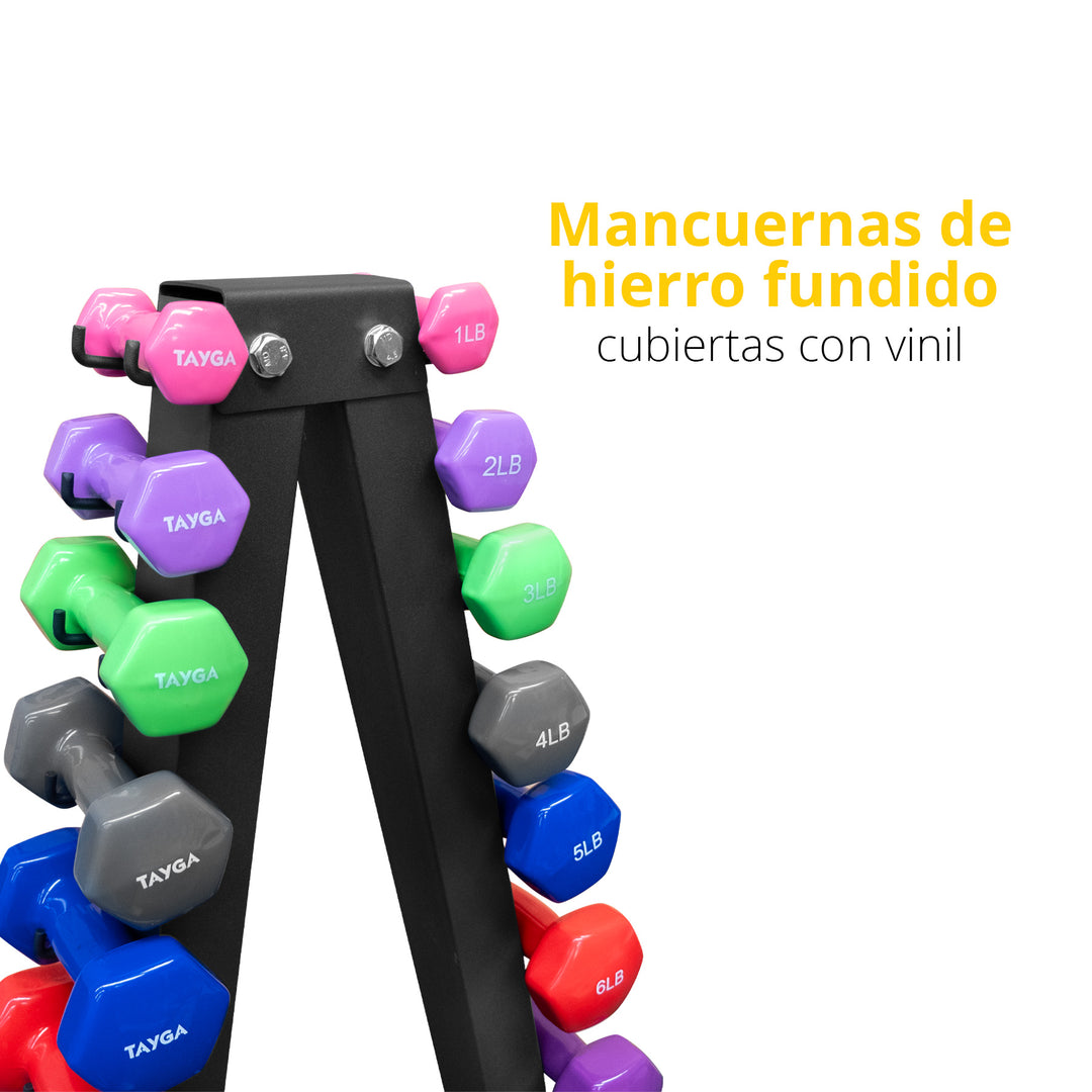 Set de Rack con Mancuernas de Vinil
