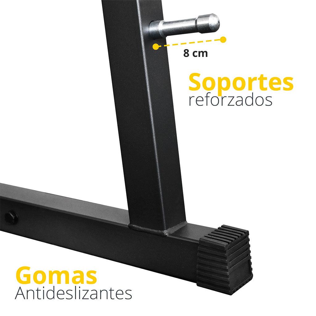 SET DE RACK NEGRO CON 5 BARRAS RECTAS Y 5 Z de 20 A 60 LB.