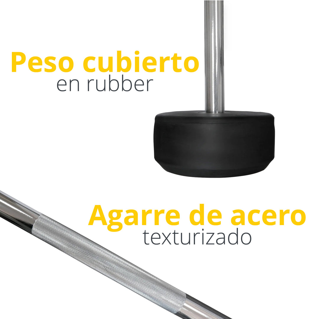 SET DE 10 BARRAS Z DE 20 A 110 LB Y RACK GRIS