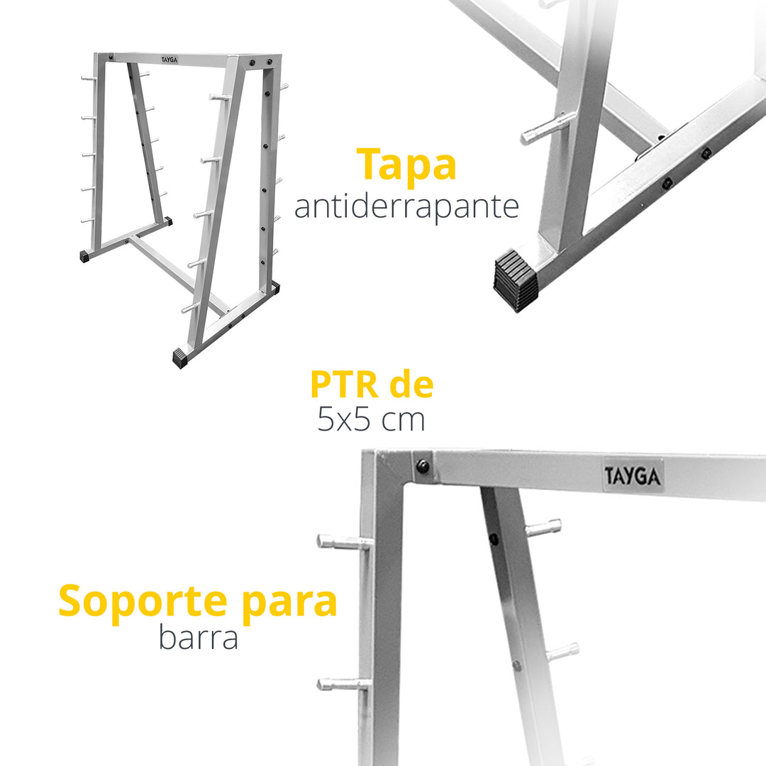 SET DE 10 BARRAS Z DE 20 A 110 LB Y RACK GRIS