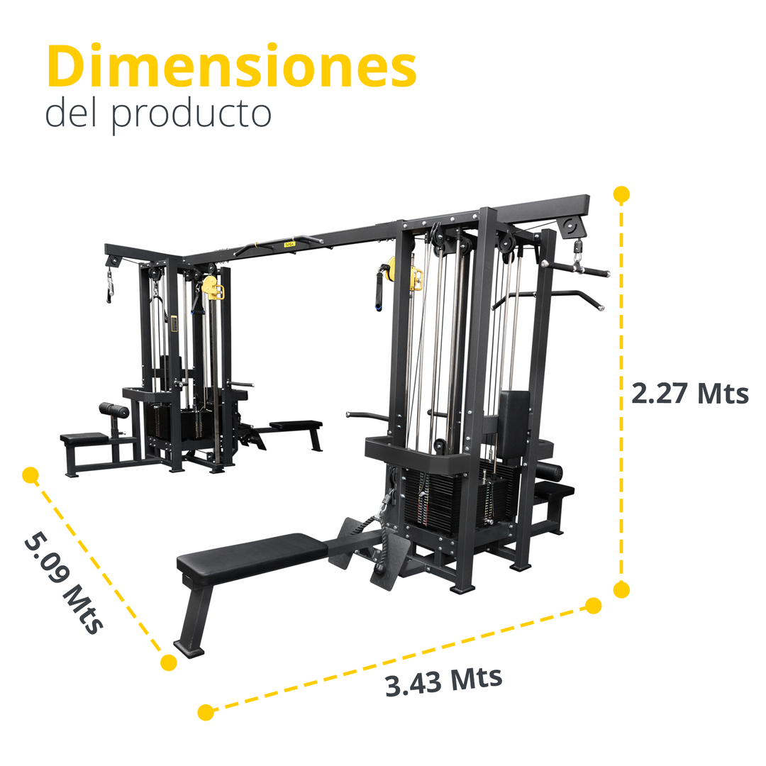 Maquina con peso integrado de 8 estacion